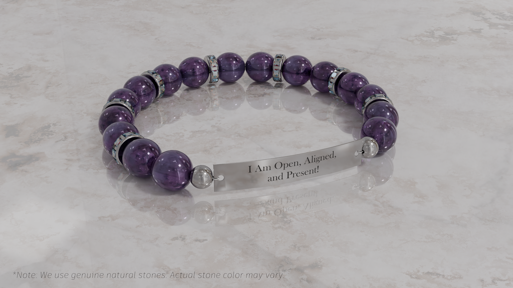 Positive Perspective Amethyst Stone Bracelet - Calmness - Flat Plate