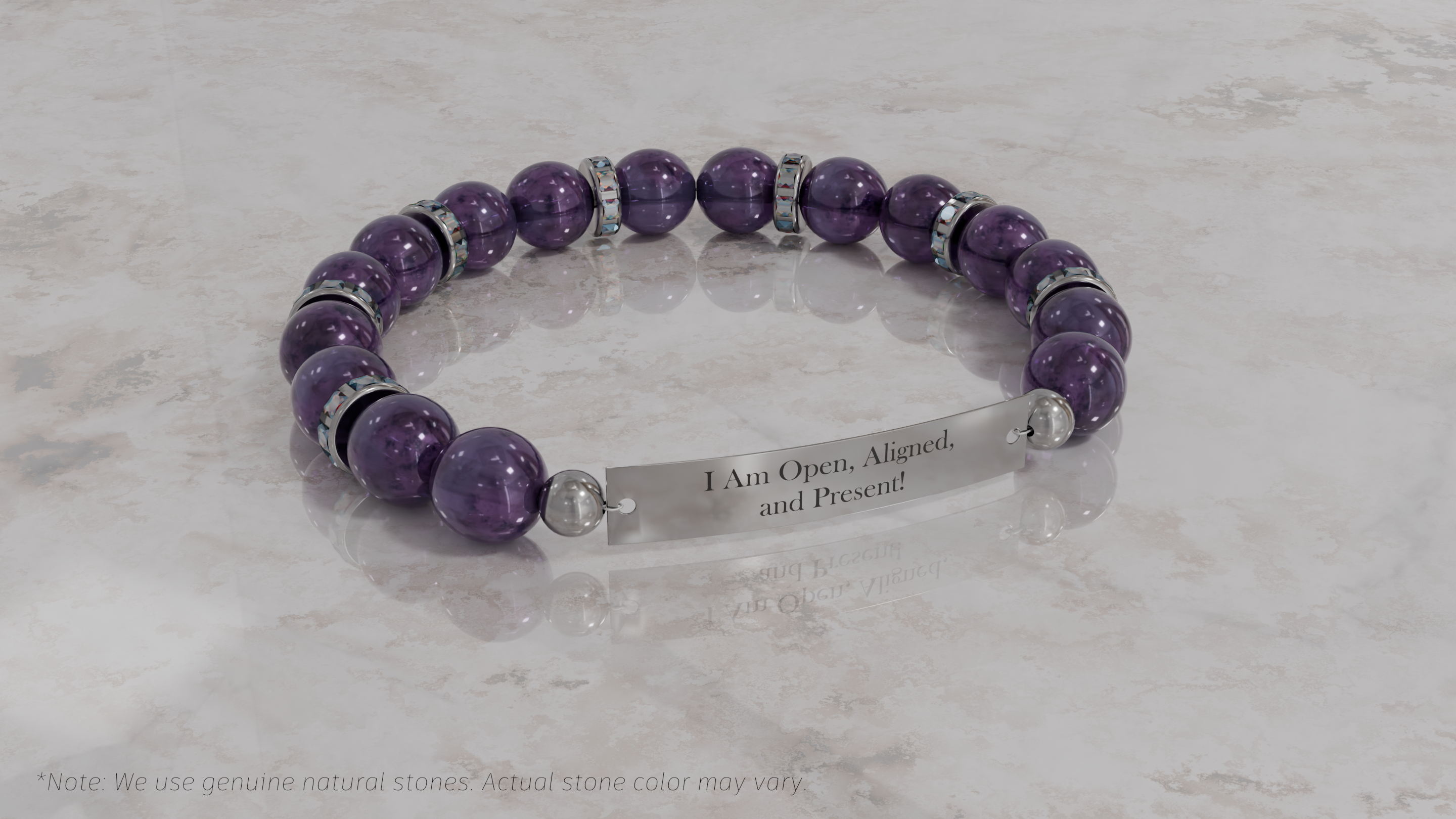 Positive Perspective Amethyst Stone Bracelet - Calmness - Flat Plate