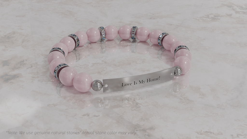 Positive Perspective Rose Quartz Stone Bracelet-Love