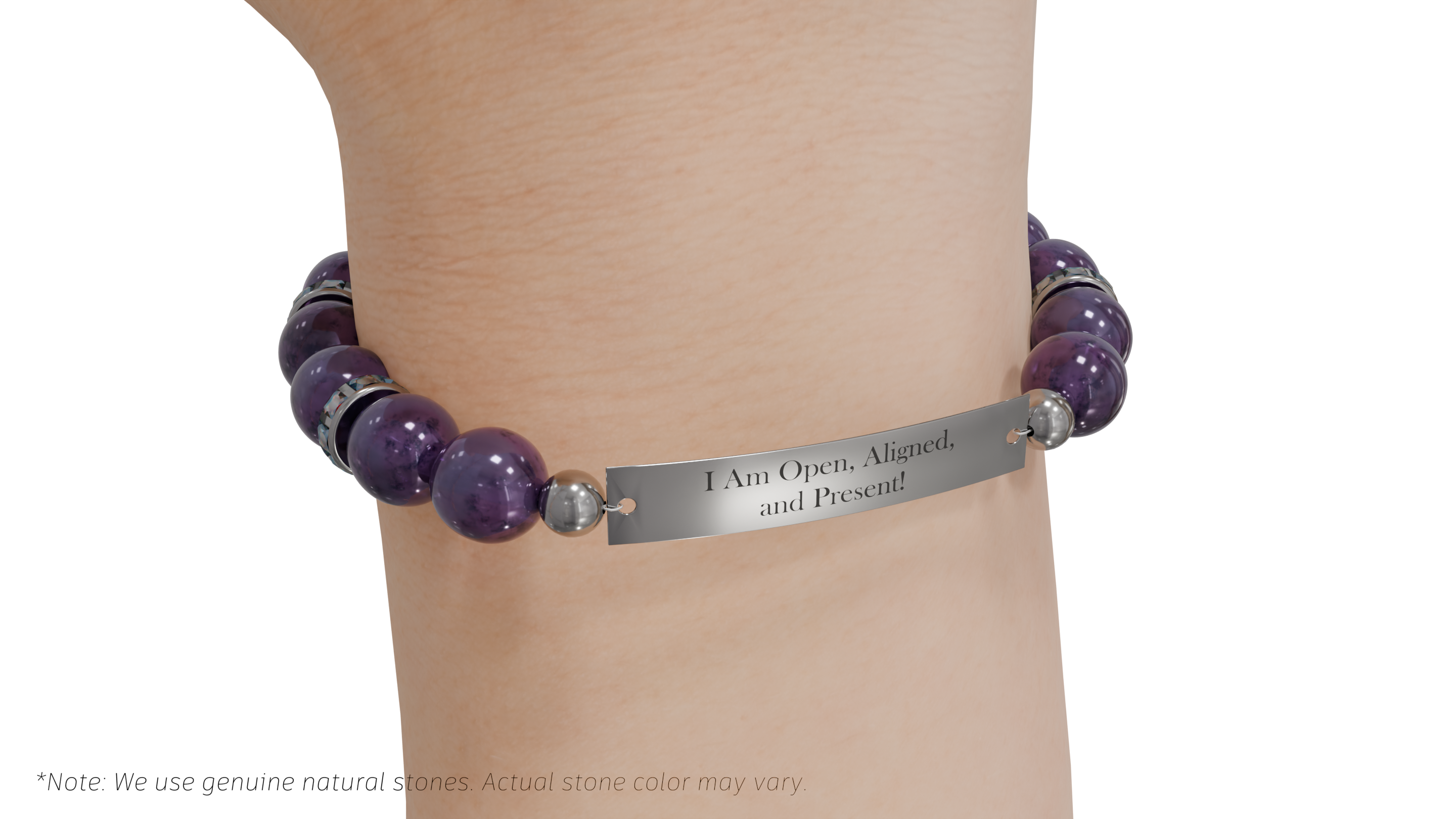 Positive Perspective Amethyst Stone Bracelet - Calmness - Flat Plate