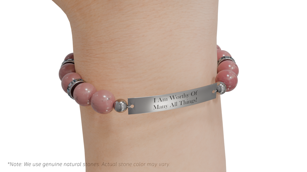 Positive Perspective Rhodonite Stone Bracelet-Worthiness