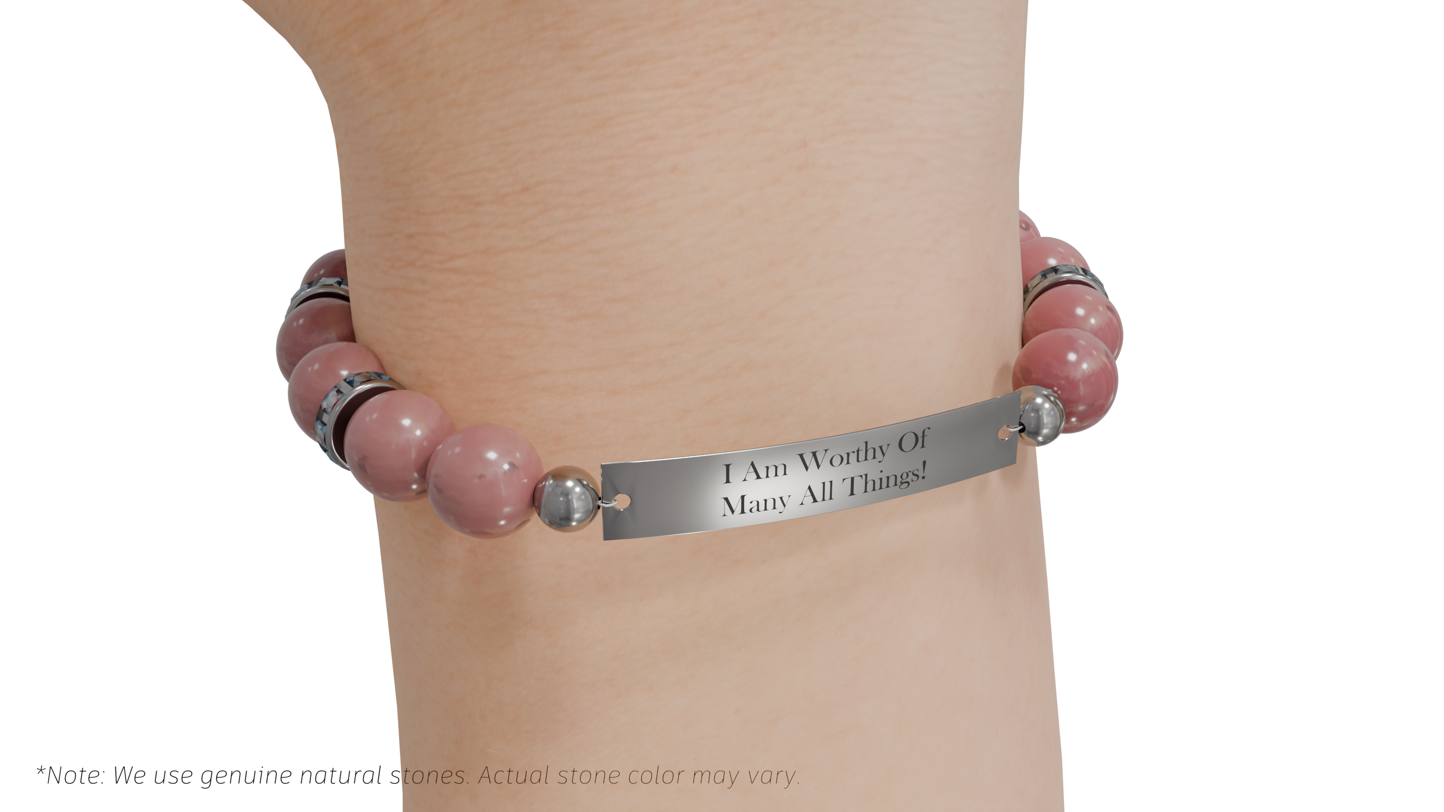 Positive Perspective Rhodonite Stone Bracelet-Worthiness