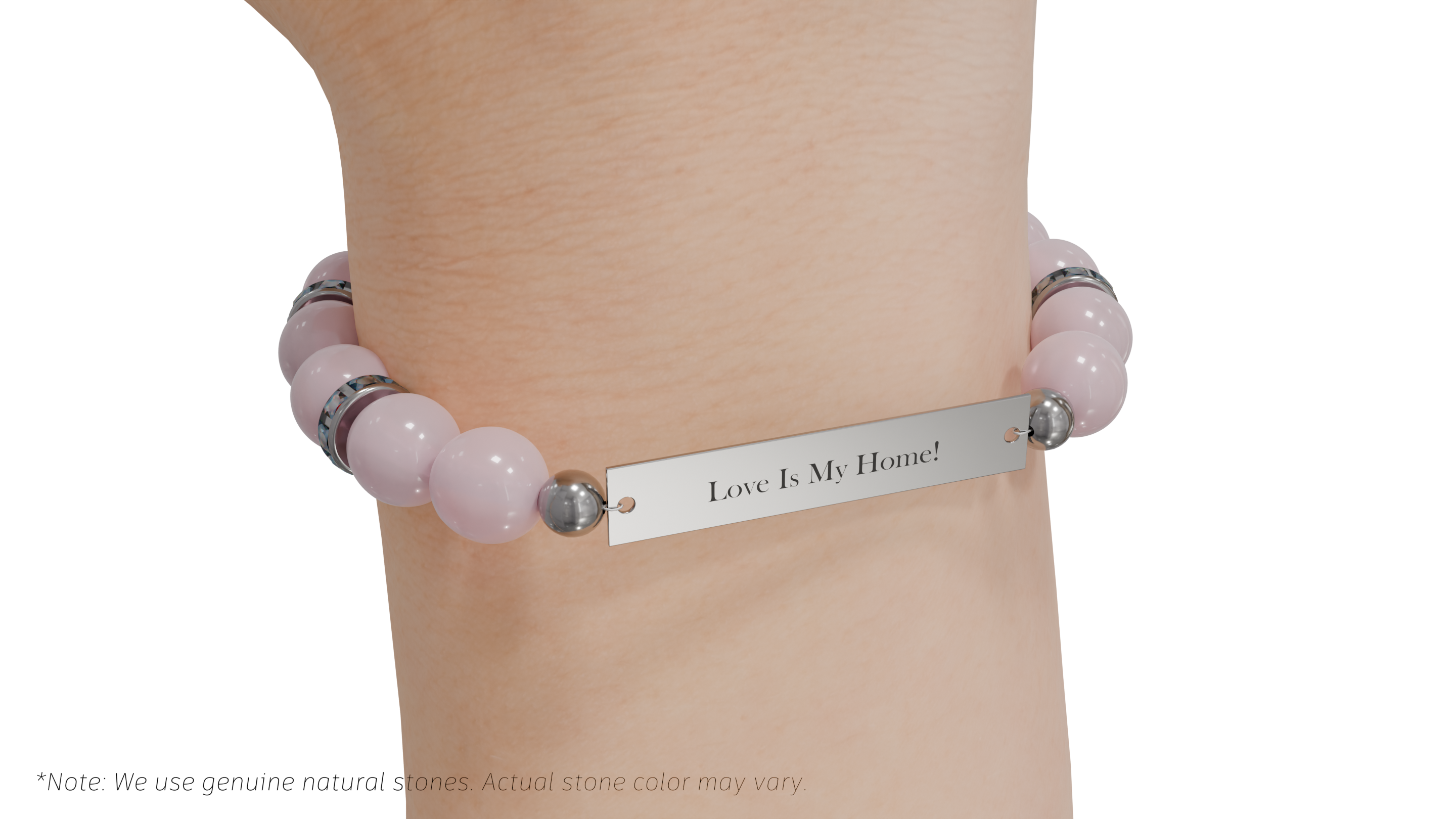 Positive Perspective Rose Quartz Stone Bracelet-Love