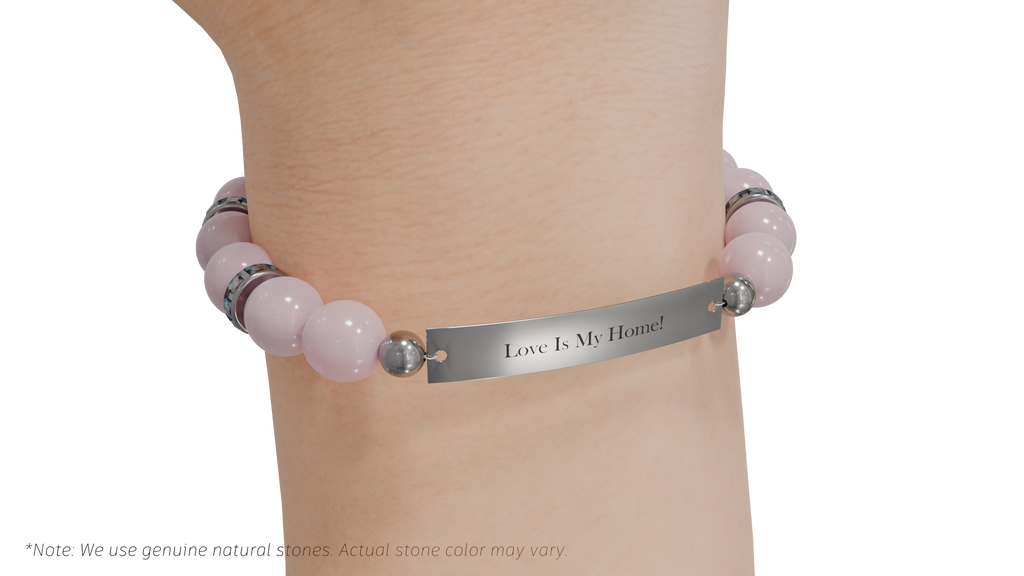 Positive Perspective Rose Quartz Stone Bracelet-Love