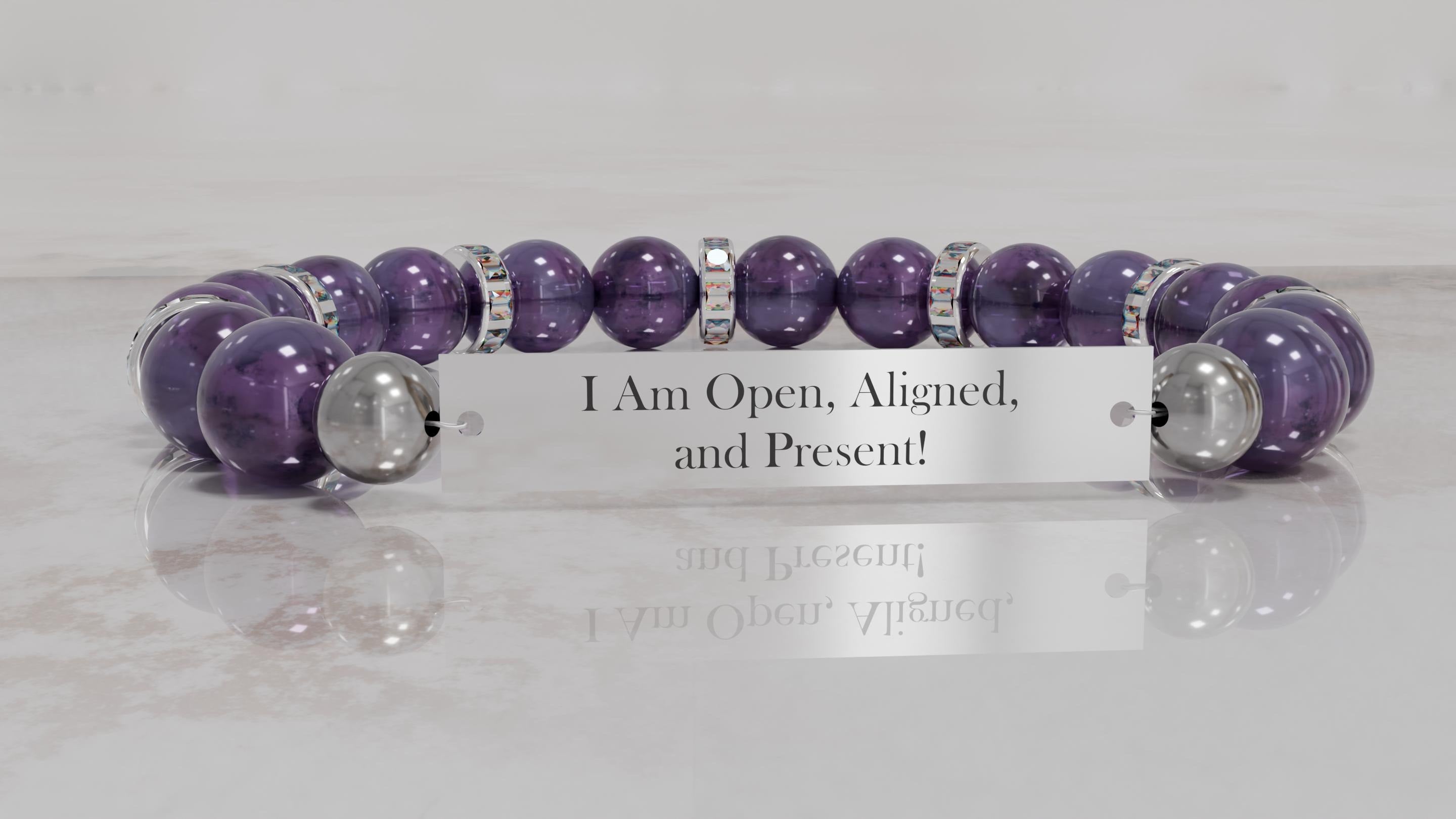 Positive Perspective Amethyst Stone Bracelet - Calmness - Flat Plate